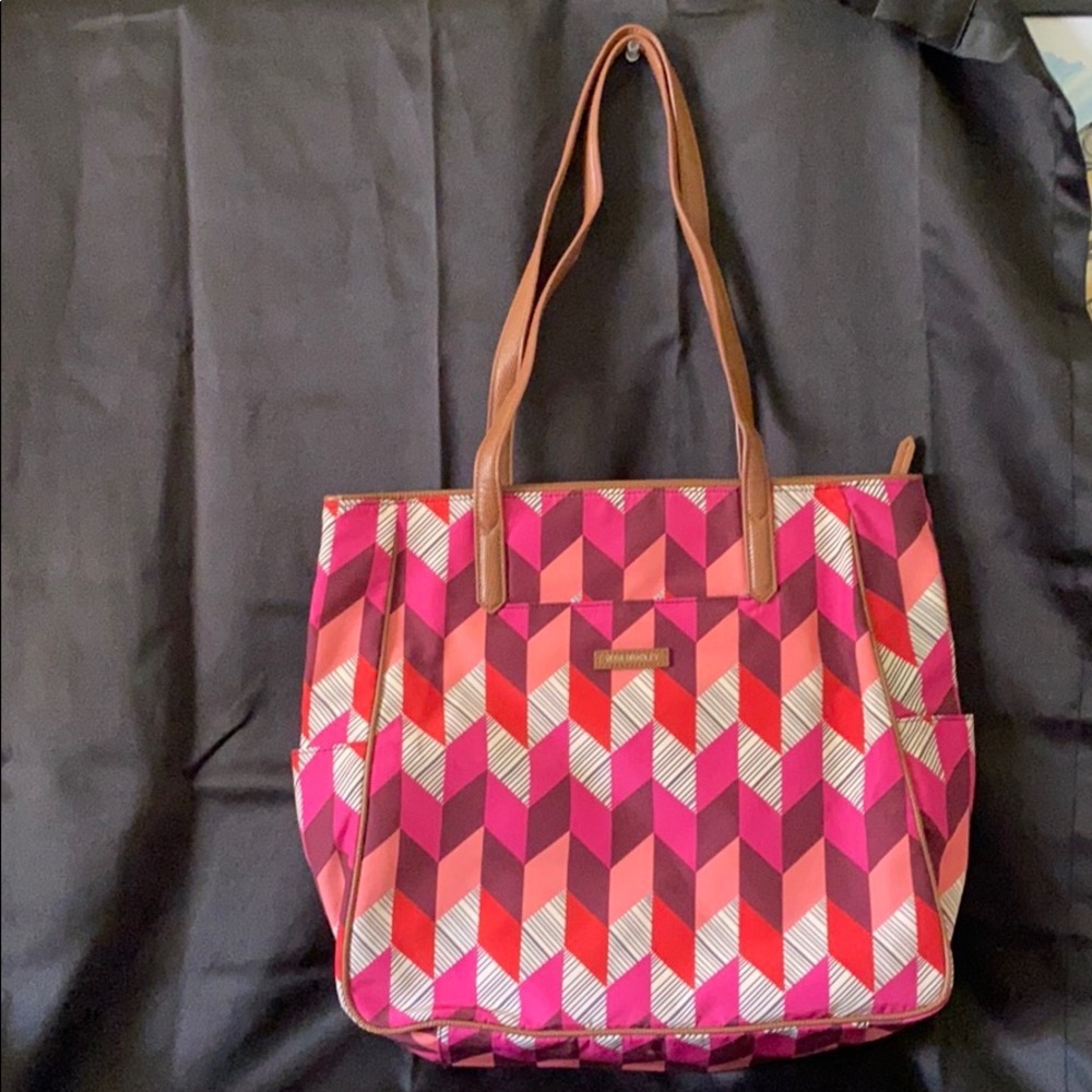 Vera Bradley Pink Chevron Zipper Tote